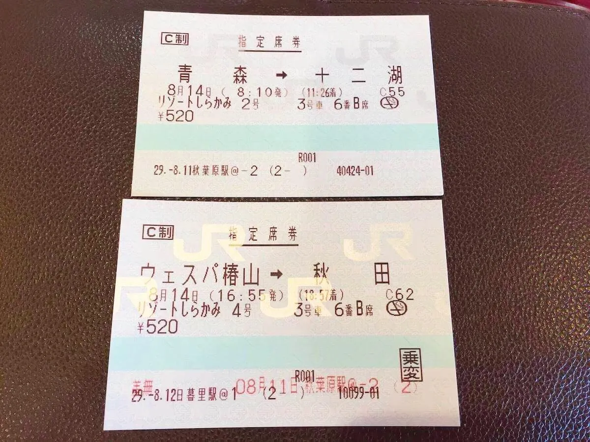 リゾートしらかみの切符