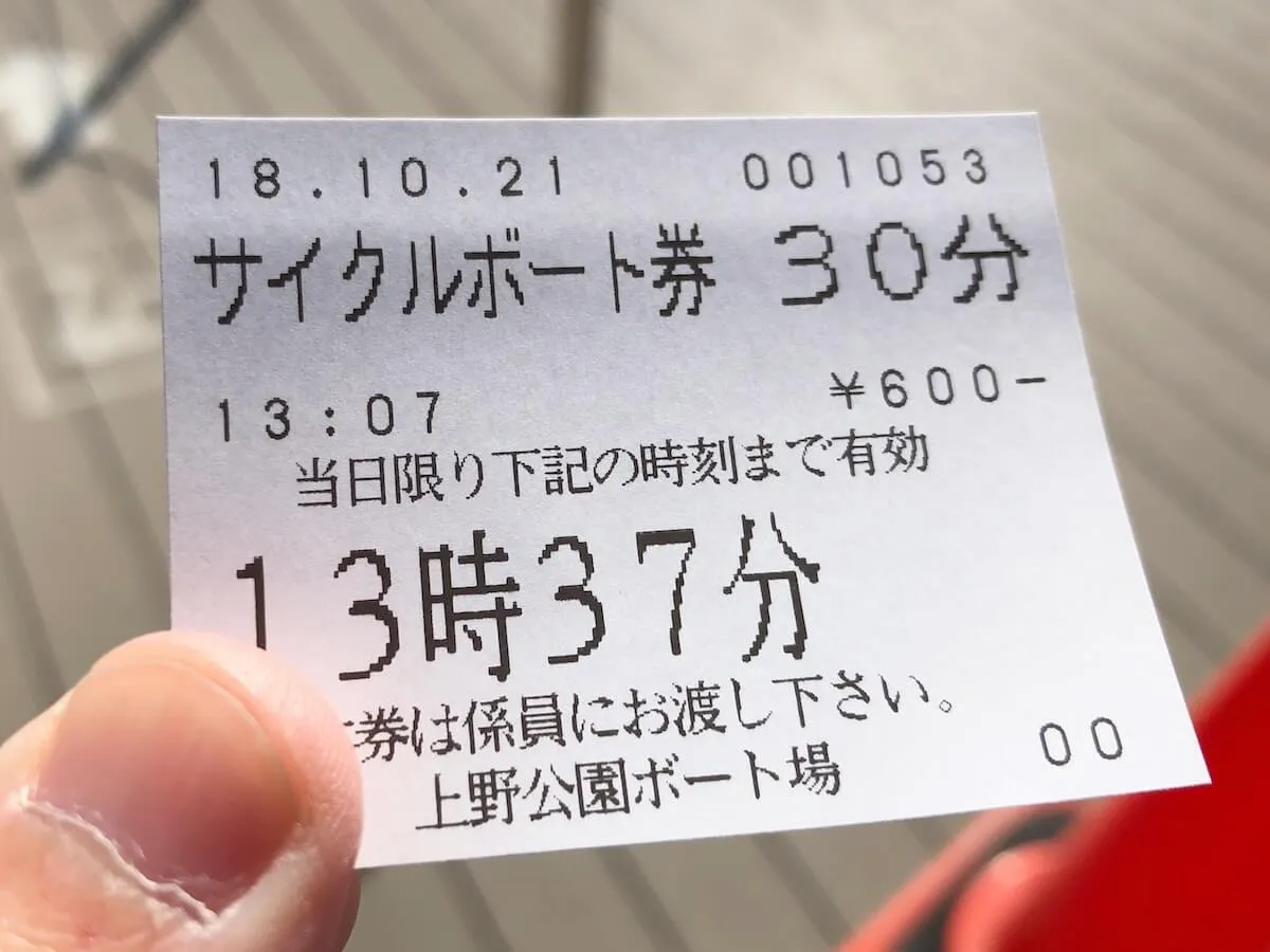 上野公園のボートチケット