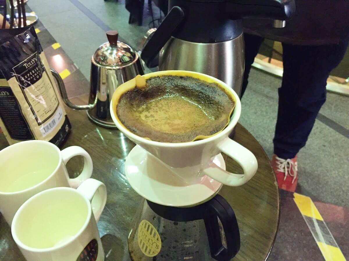 タリーズコーヒースクールでのコーヒー豆の写真
